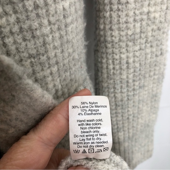 Madewell wool and alpaca blend gray waffle knit long open front cardigan - Picture 5 of 6